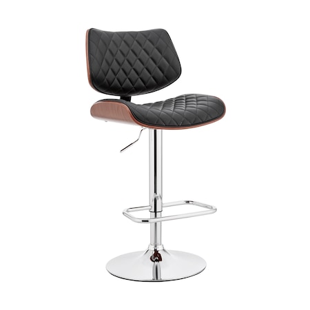 Armen Living Leland Adjustable Black Faux Leather and Chrome Finish Bar Stool LCLEBAWABL